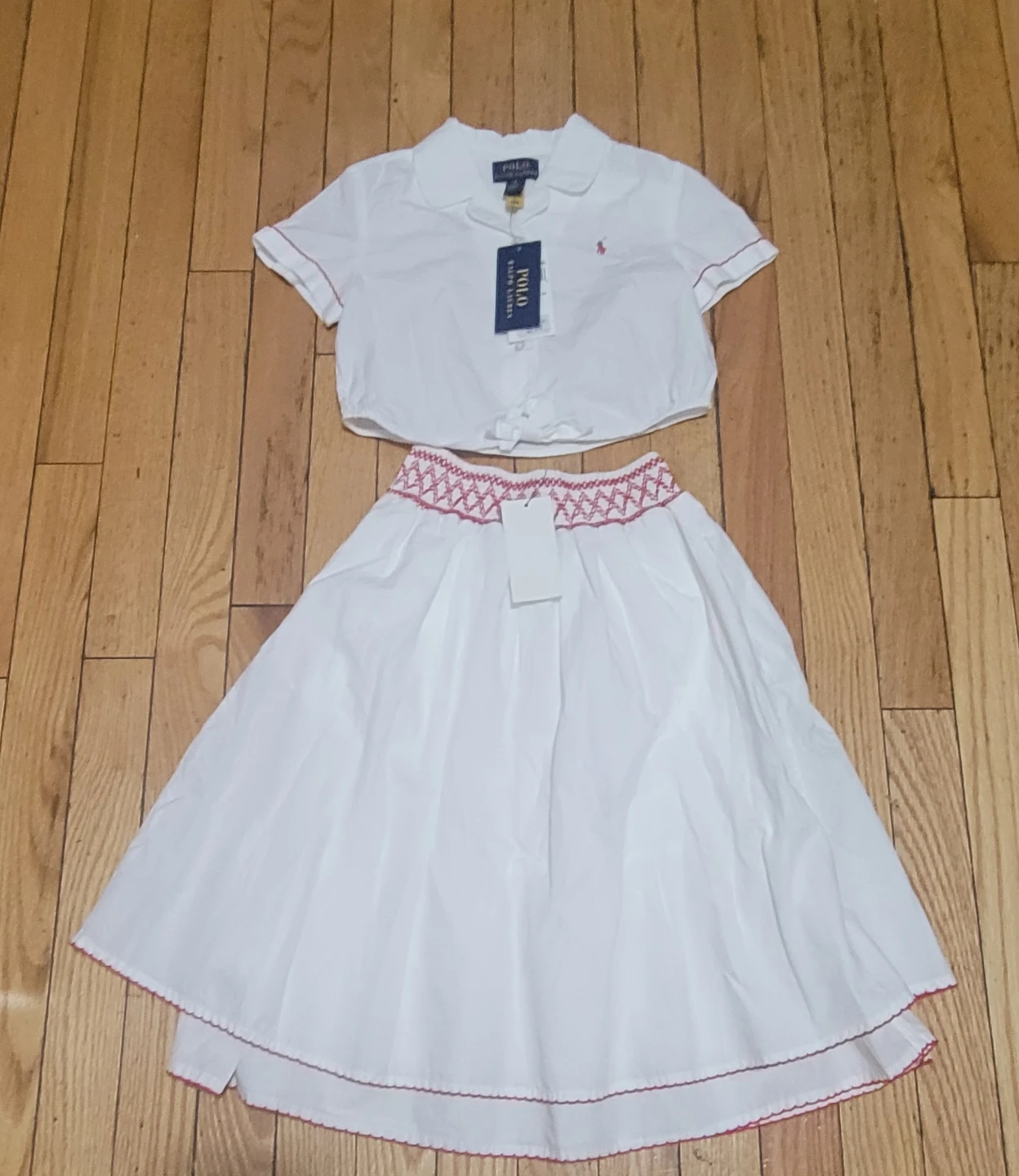 Polo Ralph Lauren White Cotton Skirt and Top Set - Size 6