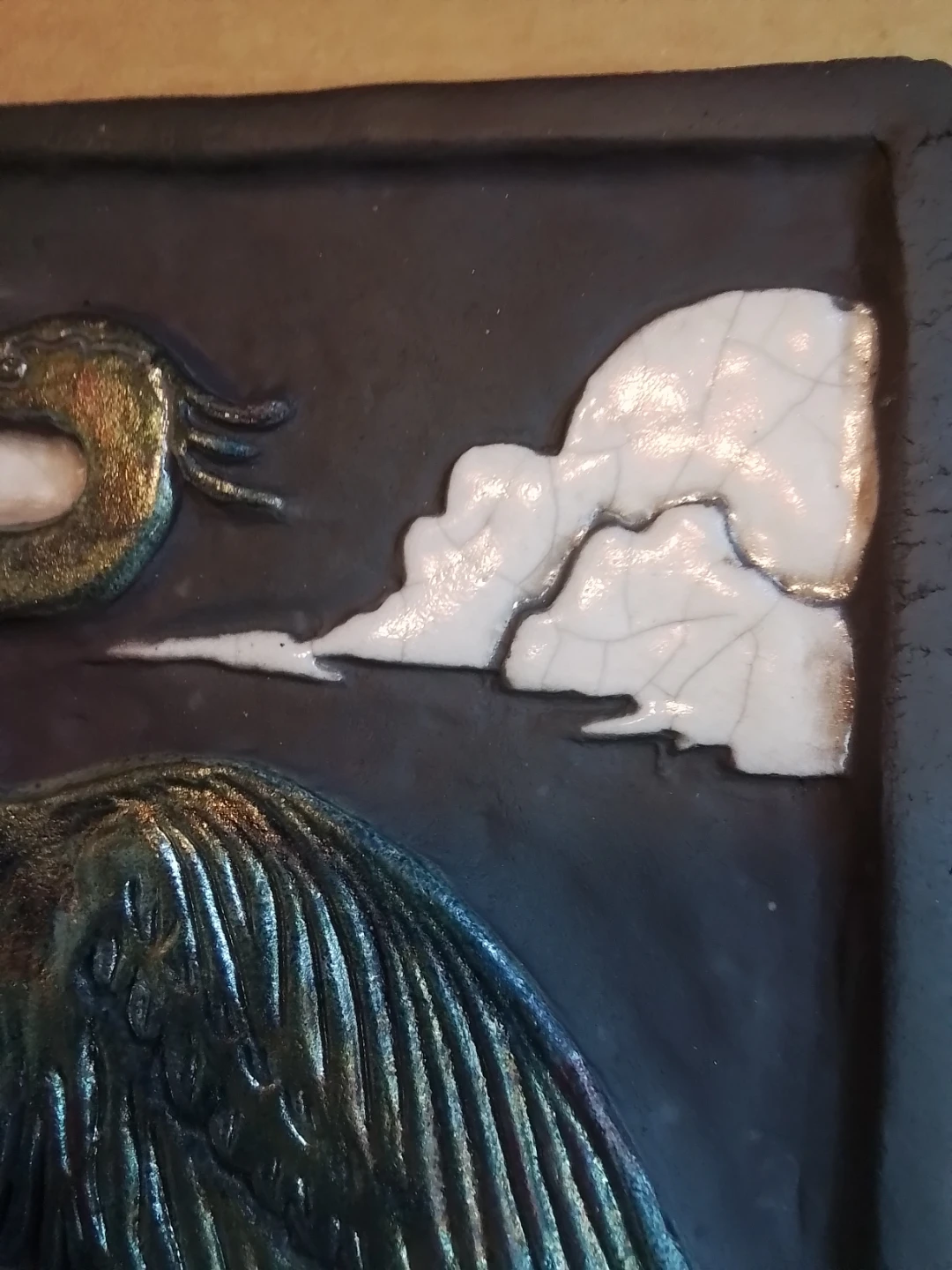 Signed J. M. Smith Stoneware Art Tile - Blue Heron - photo 4