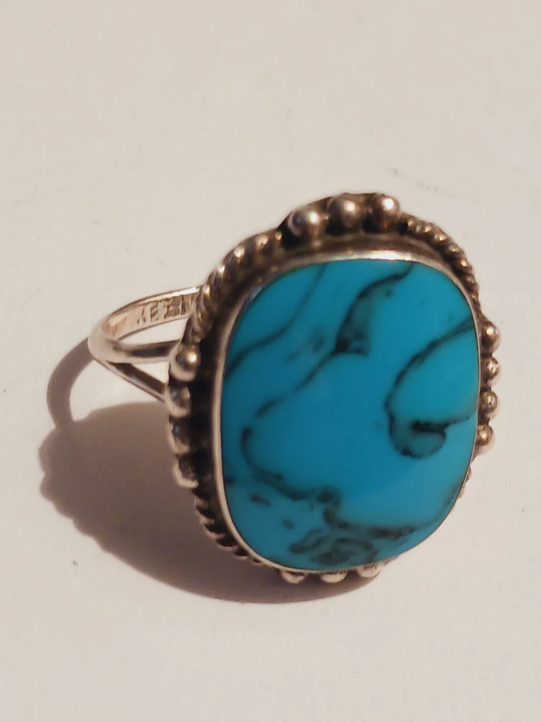 Sterling Silver 925 Turquoise Stone Ring. Size 5.