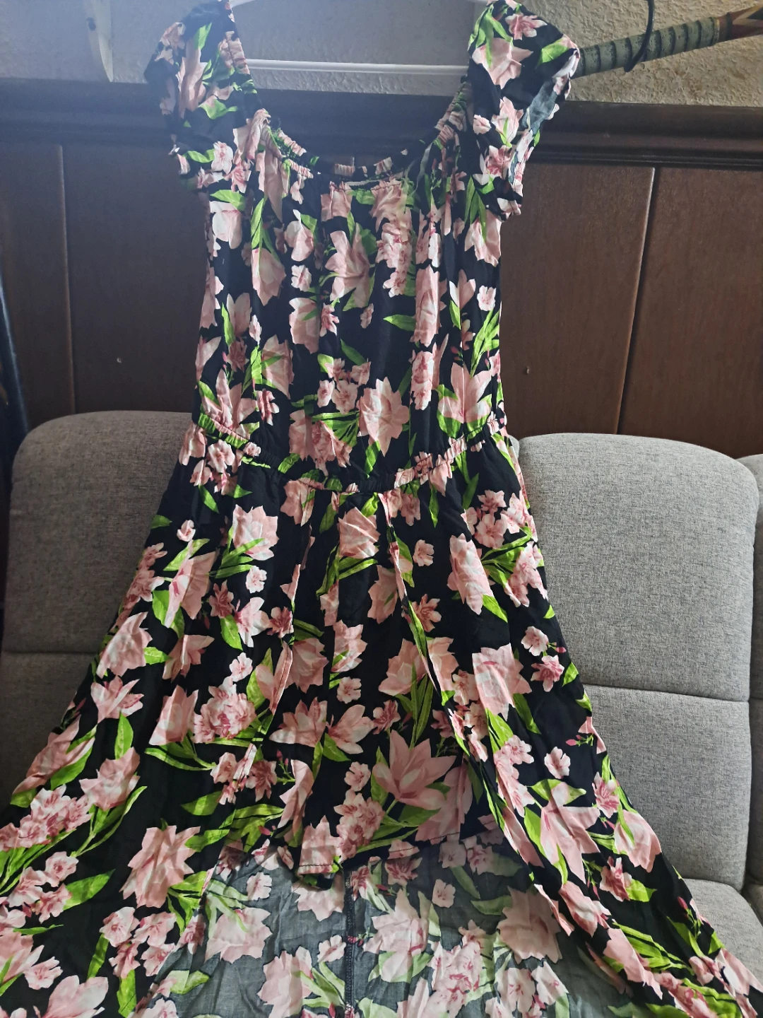 Black Floral Off-the-Shoulder Dress
