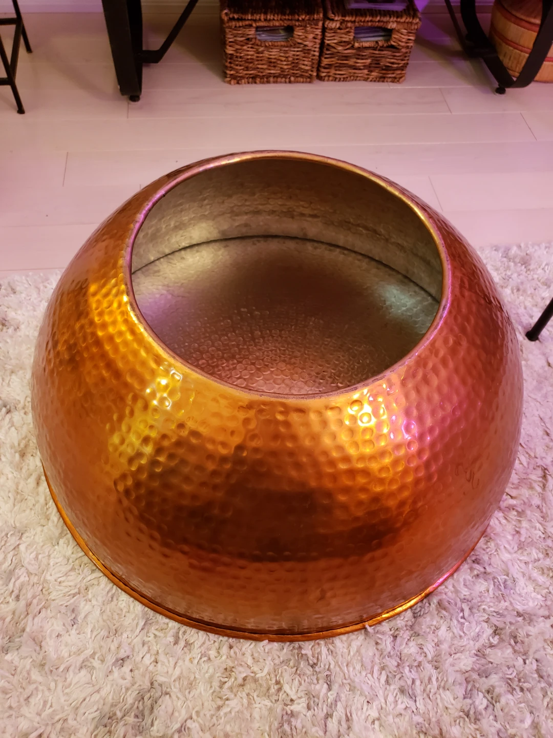 Hammered Copper Round Coffee Table - photo 5