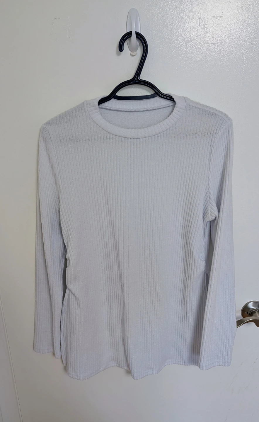 Maternity White Long Sleeve Ribbed Top - Women's Size Large