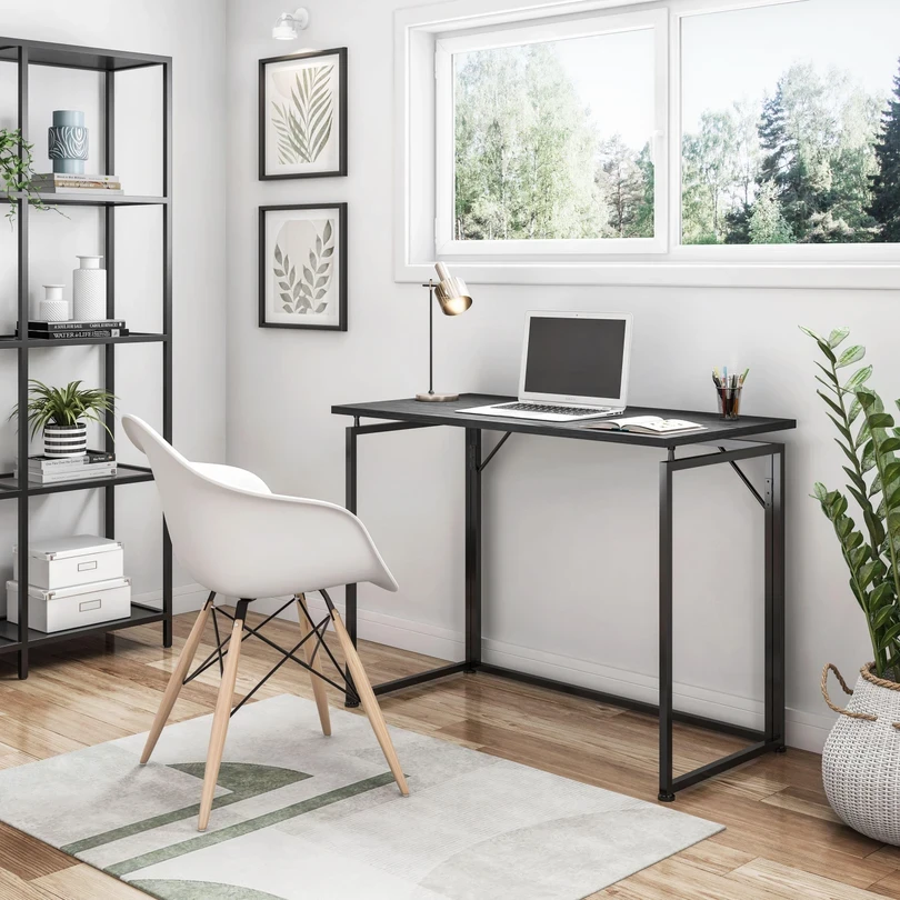 Black Metal Frame Folding Desk