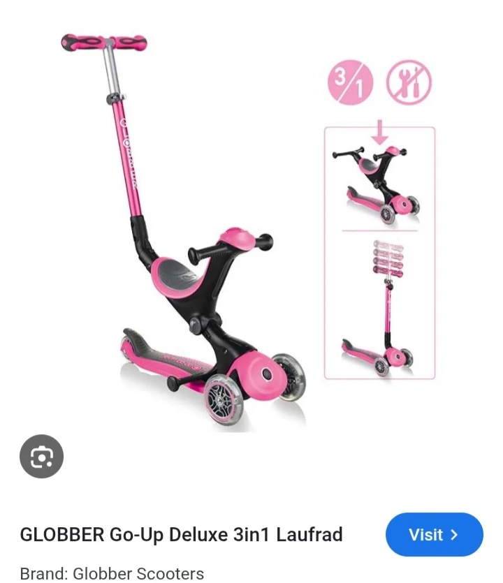 Globber Go-Up Deluxe 3-in-1Light Up Wheel Scooter