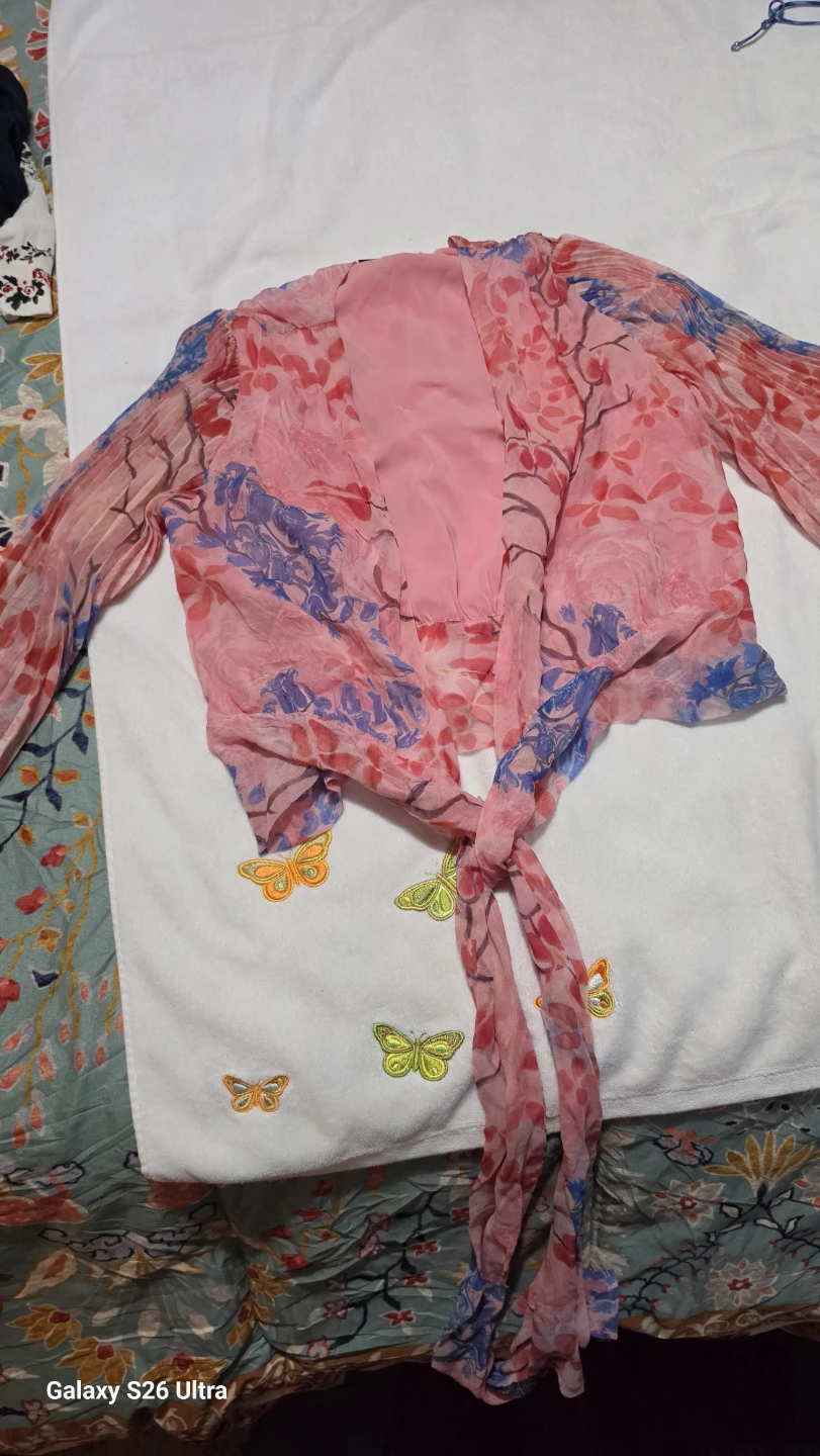 Alice + Olivia Pink Floral Print Tie Front Kimono Cardigan - photo 4