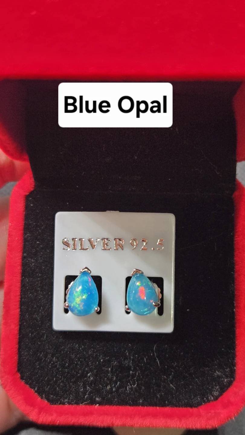 Blue Opal Teardrop Earrings
