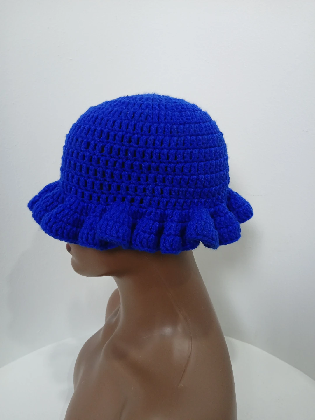 Blue Crochet Bucket Hat with Ruffle Brim - photo 2