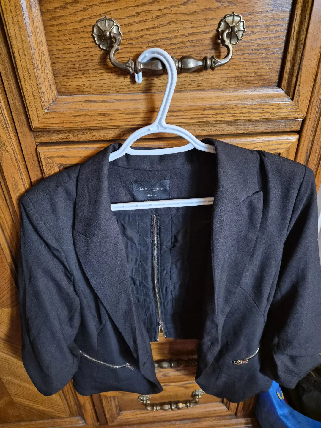 LOVE TREE Black Blazer with Zipper Detail - Women's Size Small - photo 2