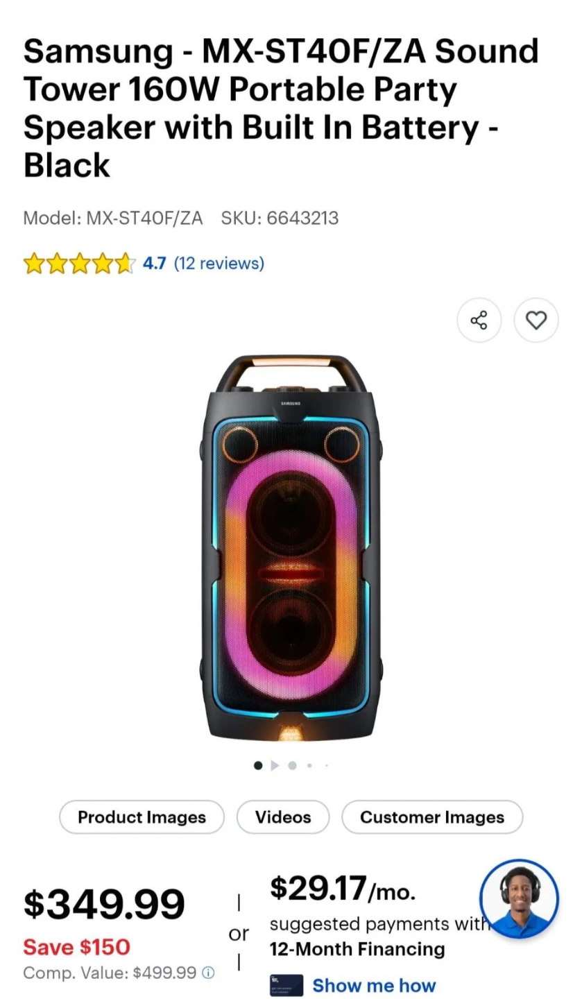 Samsung ST40F Soundtower Portable Party Speaker with Lights - photo 3