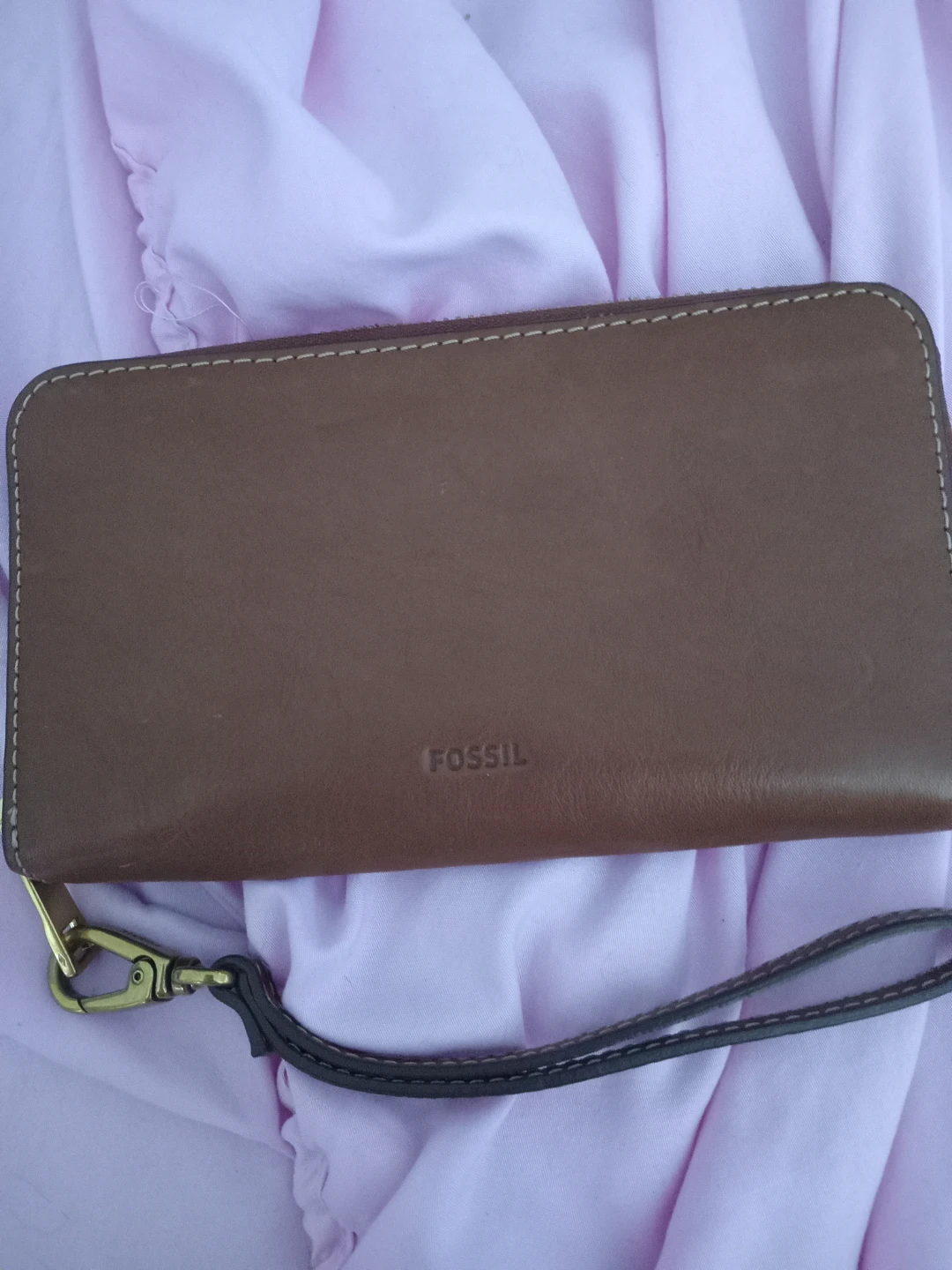 Fossil Brown Leather Zip Wallet