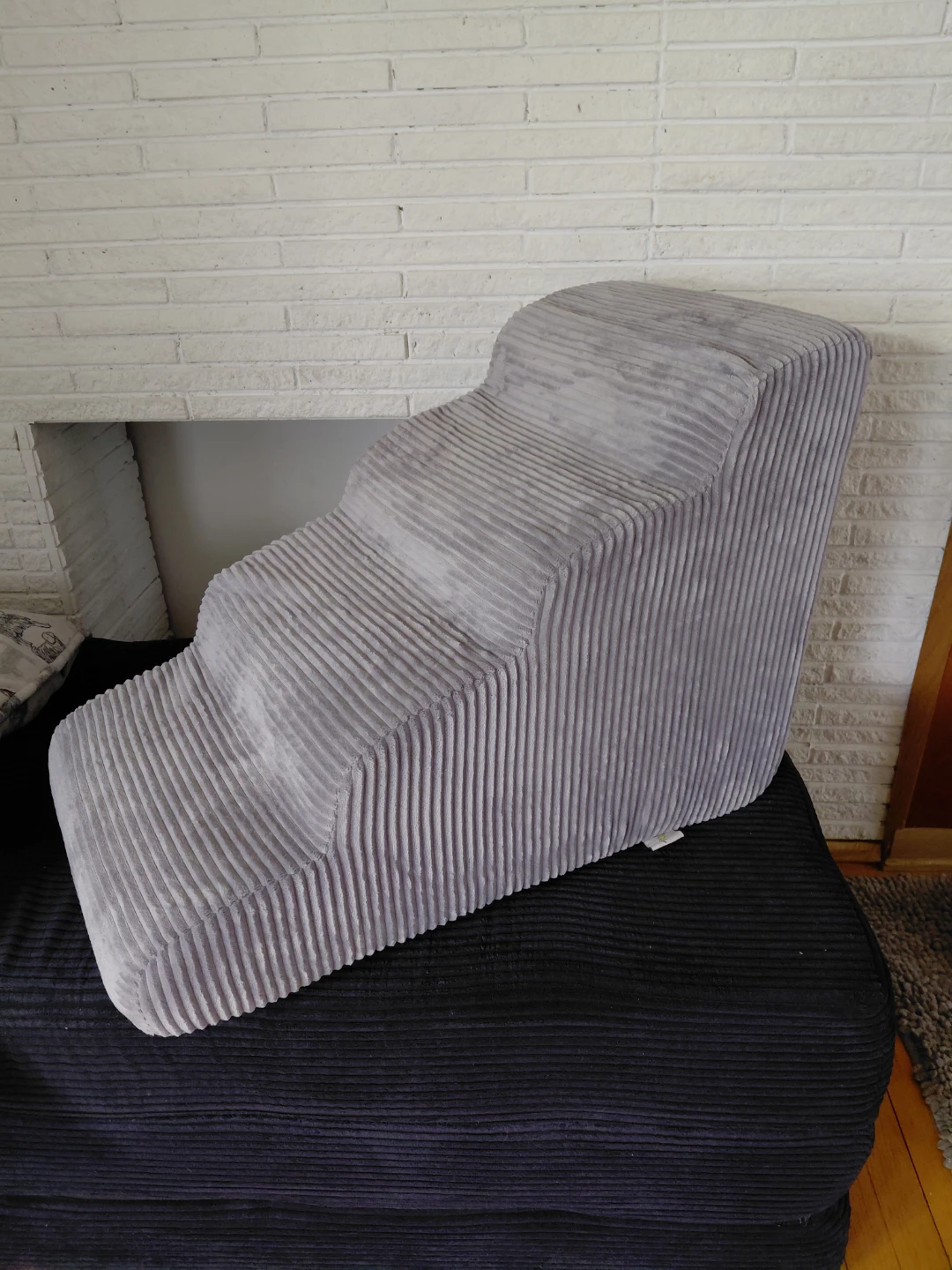 Gray Corduroy Pet Stairs