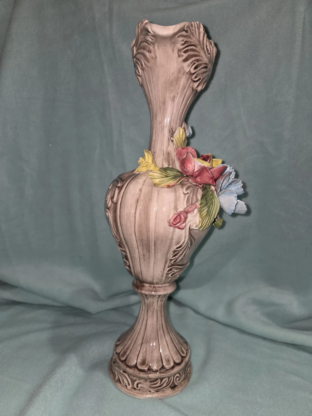 Vintage Decorative Ceramic Pitcher Vase with Flowers - photo 5