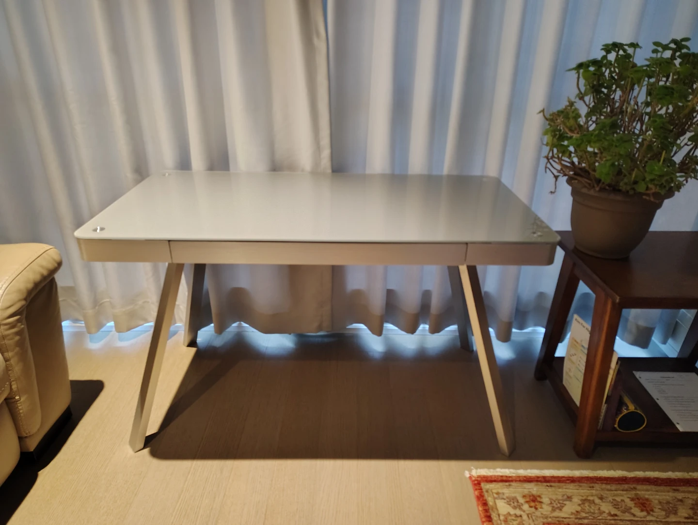 Glass Top Desk with Drawer