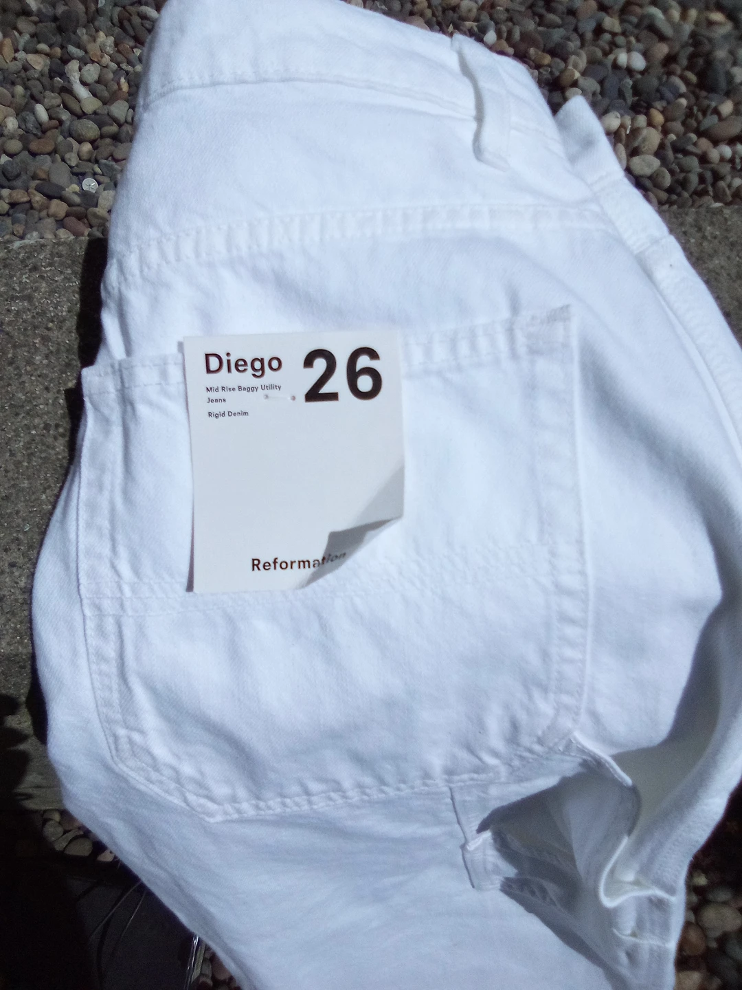 Reformation Diego Mid Rise Baggy Utility Jeans White Size 26 - photo 3
