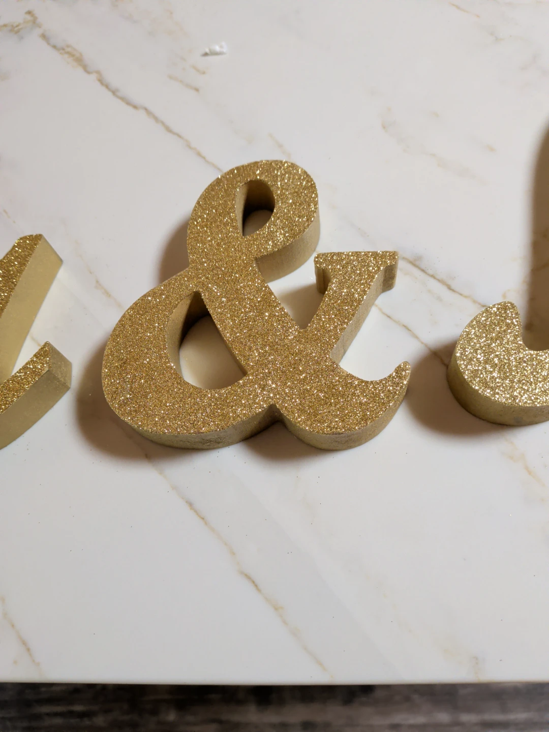 Gold Glitter "Mrs &" Sign