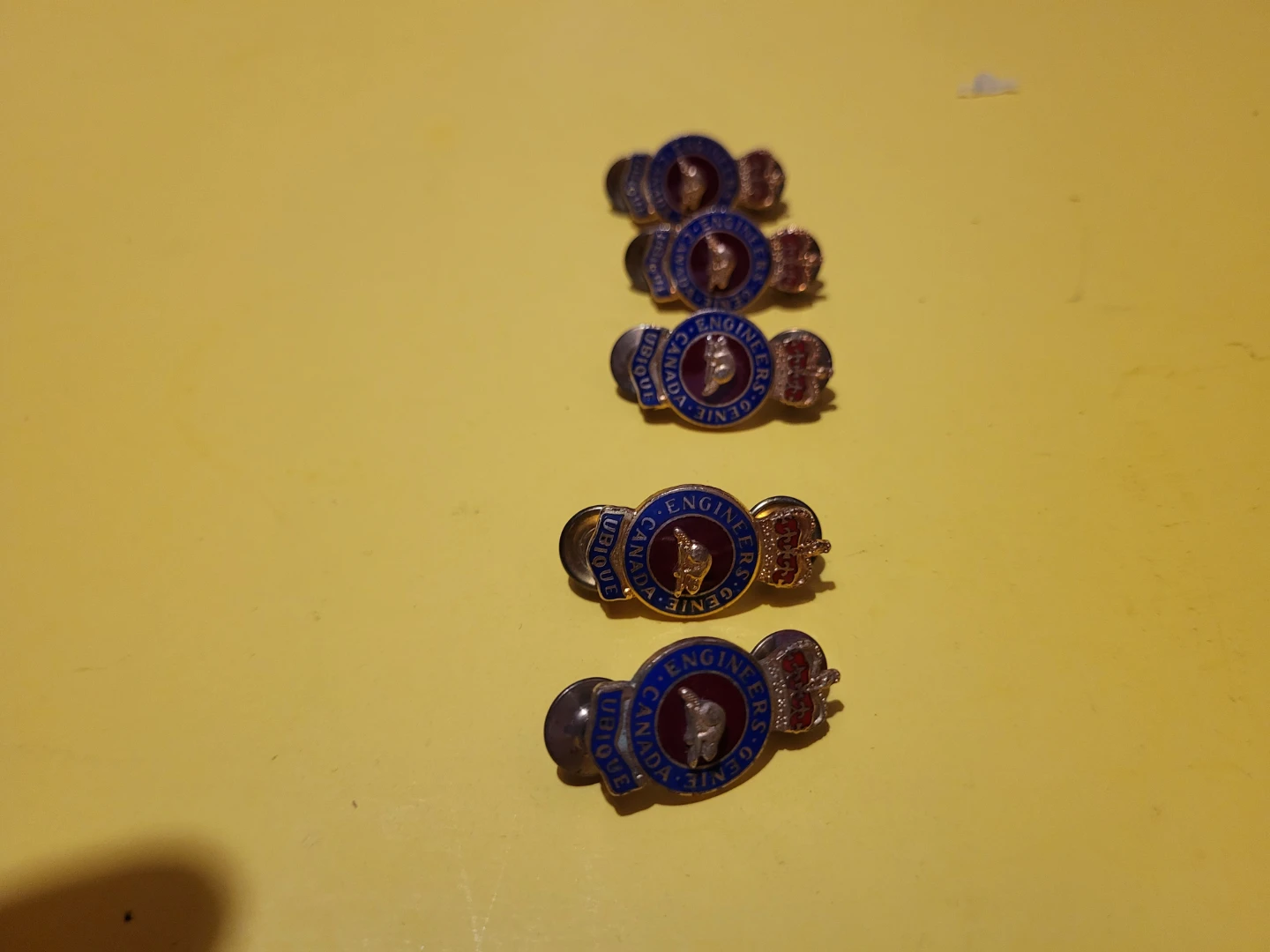 Lot of 5 Canadian Military Engineers Cap Lapel Badges