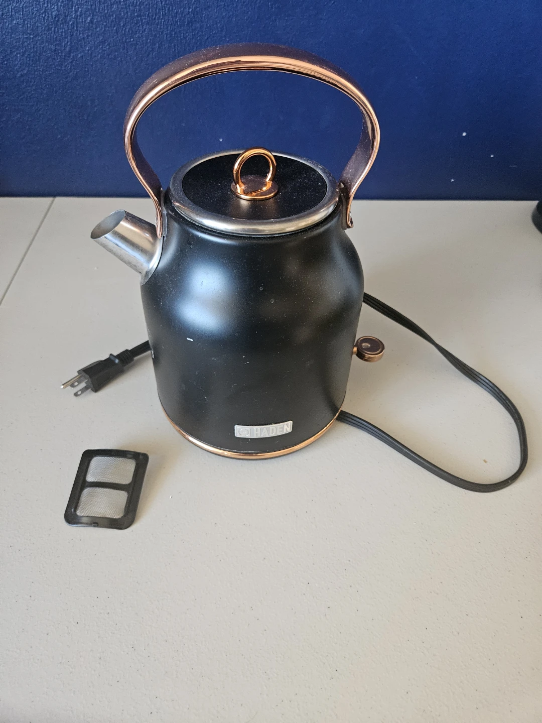 Haden Black Electric Kettle with Copper Accents