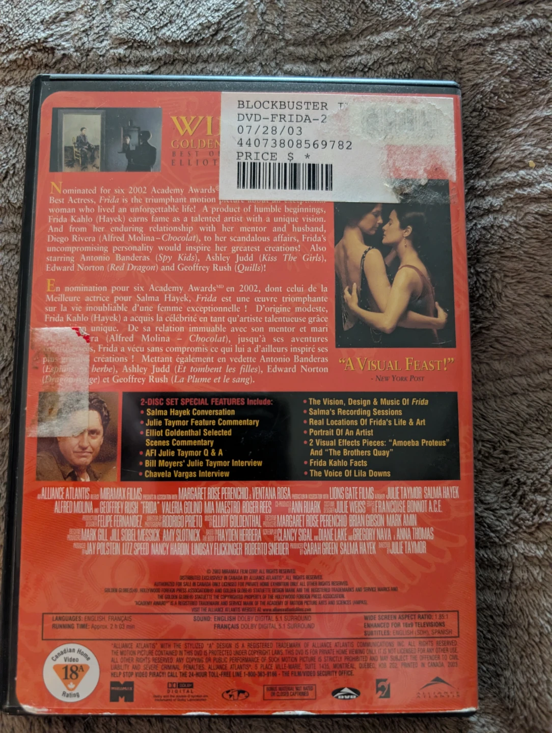 Frida DVD A Film By Julie Taymor - photo 2