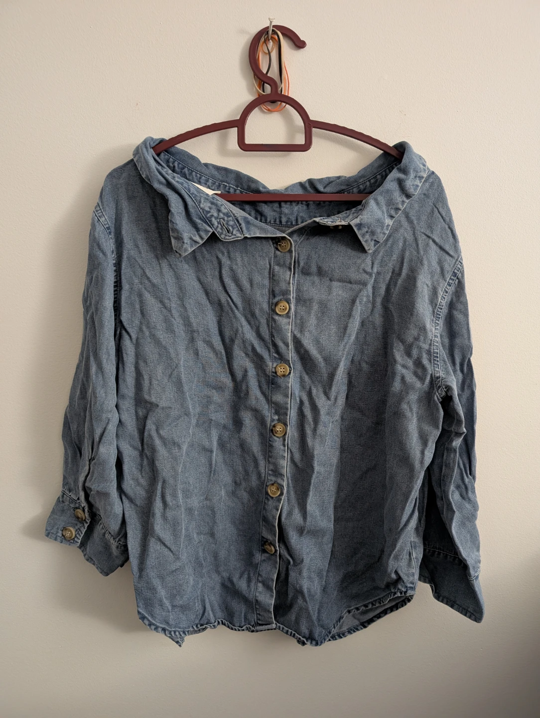 TRT Denim Jeans Cute Women's Button-Up Shirt ptp 18"