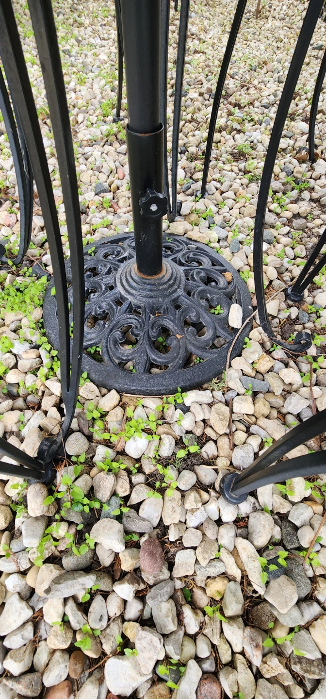 Wrought Iron Patio Dining Set with Umbrella and Iron Base - photo 3