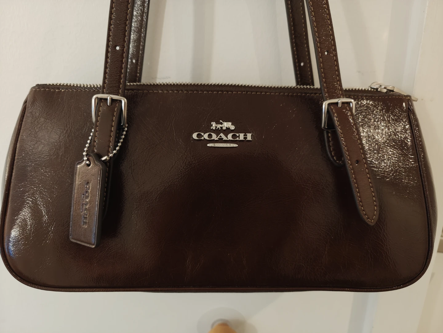 Coach Brown Patent Leather Shoulder Bag - photo 5