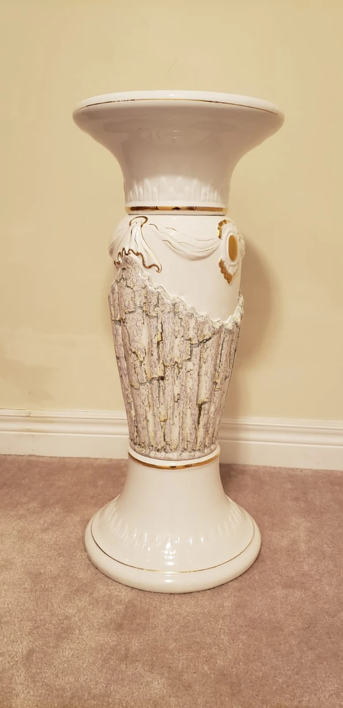 White Pedestal Urn with Faux Floral Arrangement - photo 4