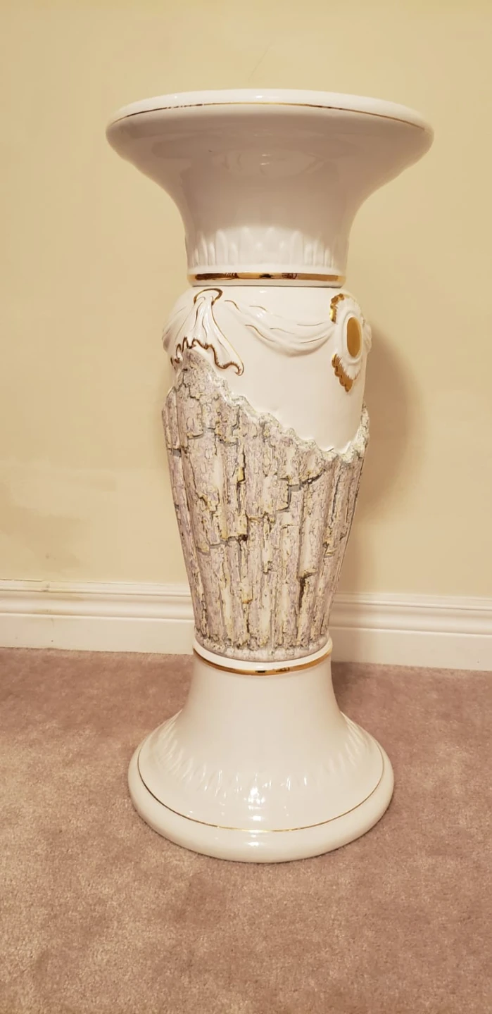 White Pedestal Urn with Faux Floral Arrangement - photo 5