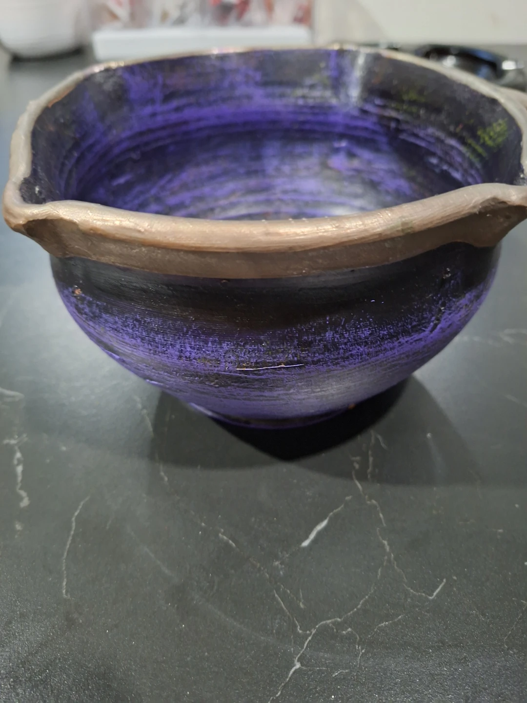 Handmade Purple Pottery Bowl - photo 4