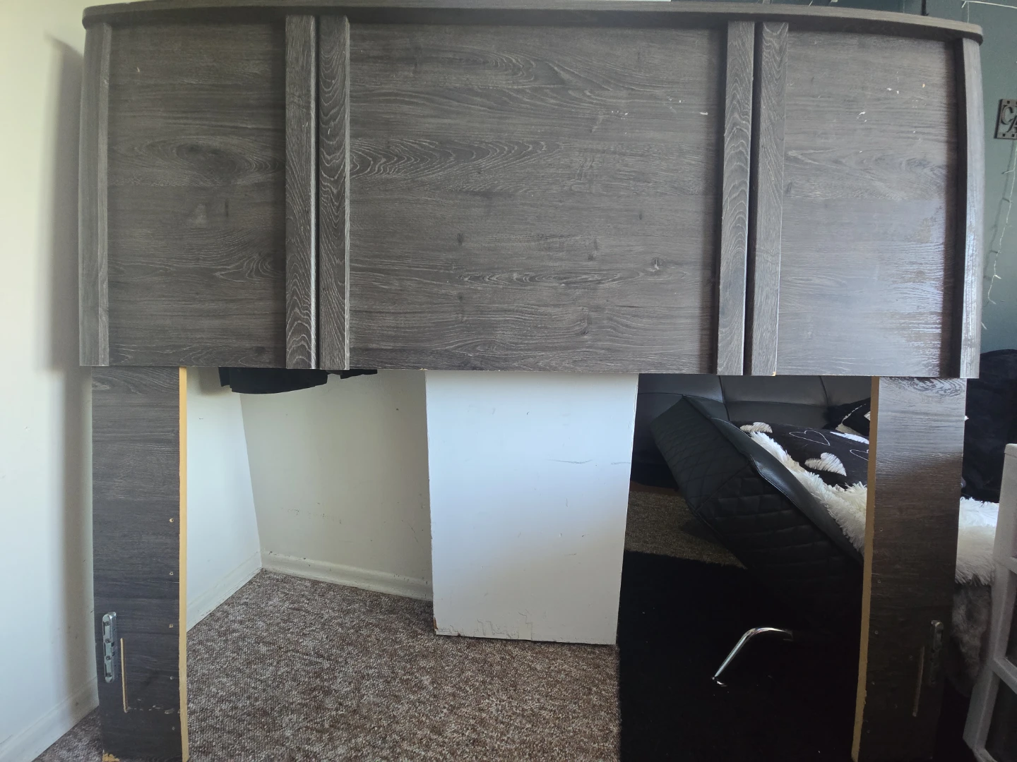 Grey Wood Grain Queen Headboard