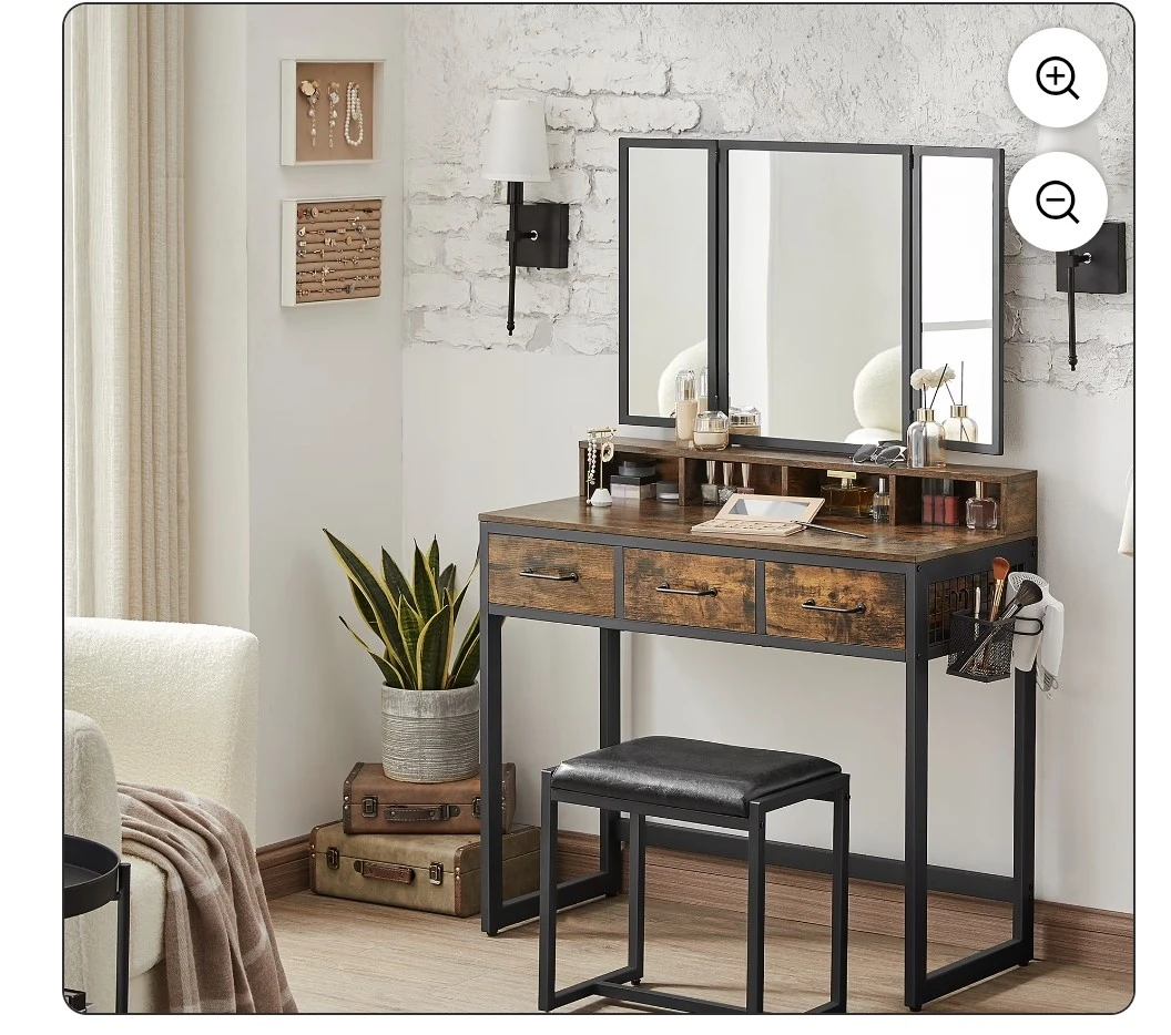 VASAGLE Vanity Set with Mirror and Stool, Makeup