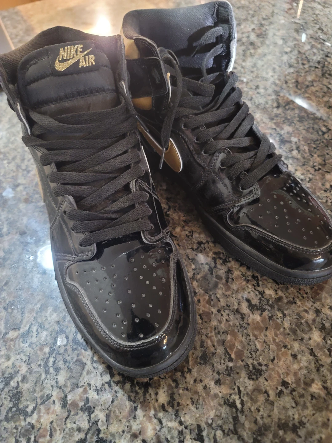 Classic  Black Gold Patent Leather Sneakers