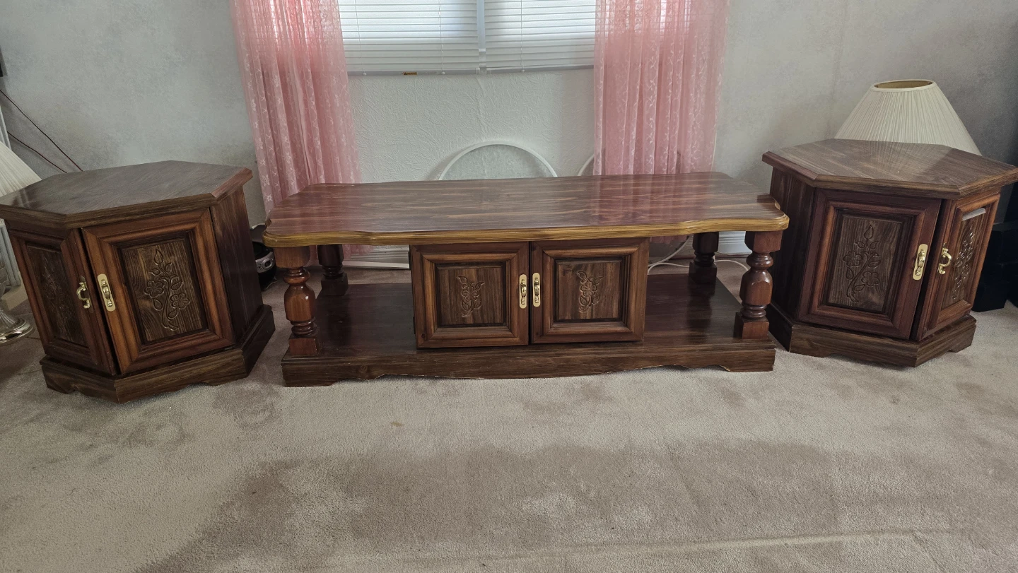 Wood Coffee Table and End Table Set