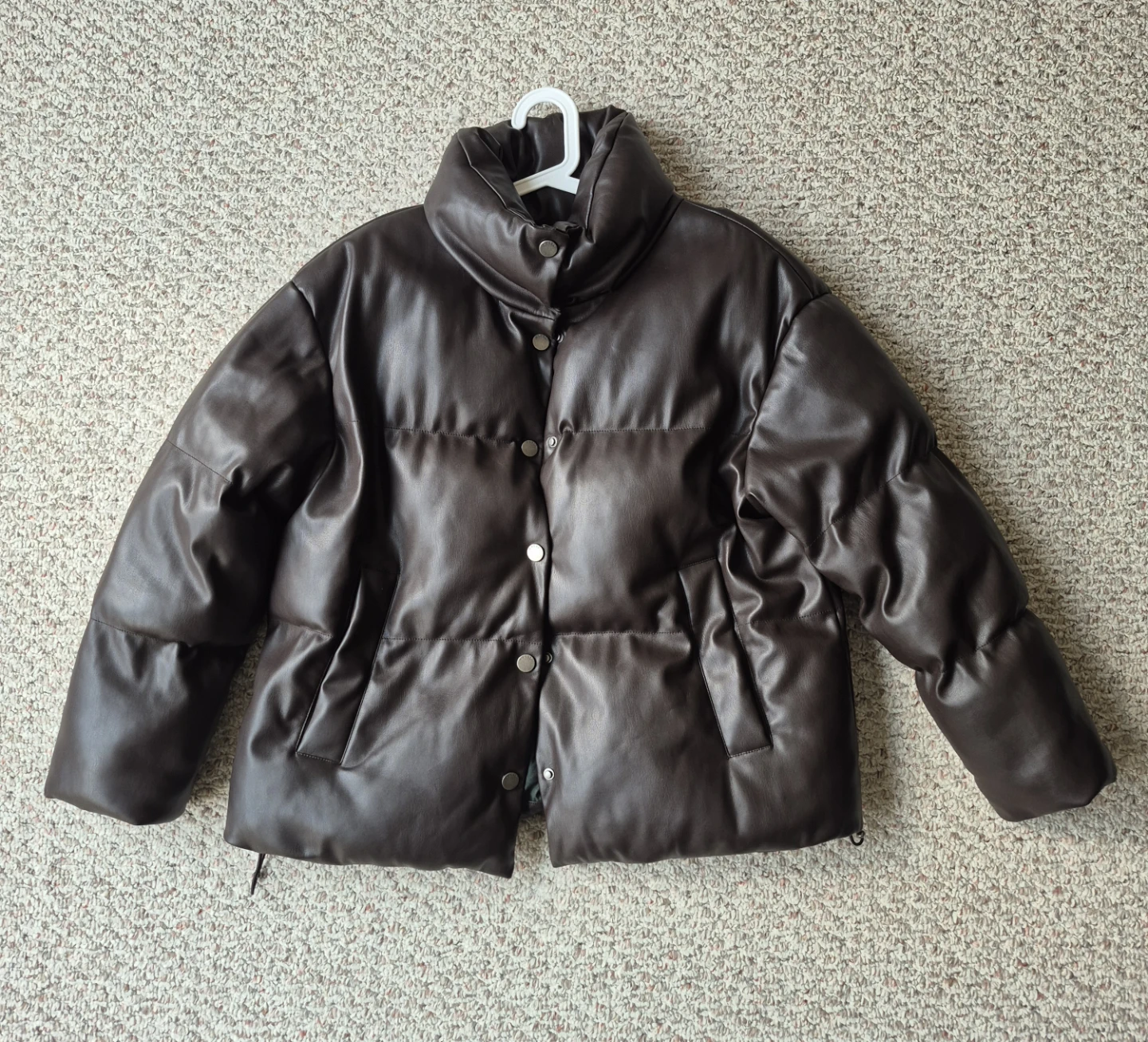 Guess Puffer Jacket - Faux Leather - Brown