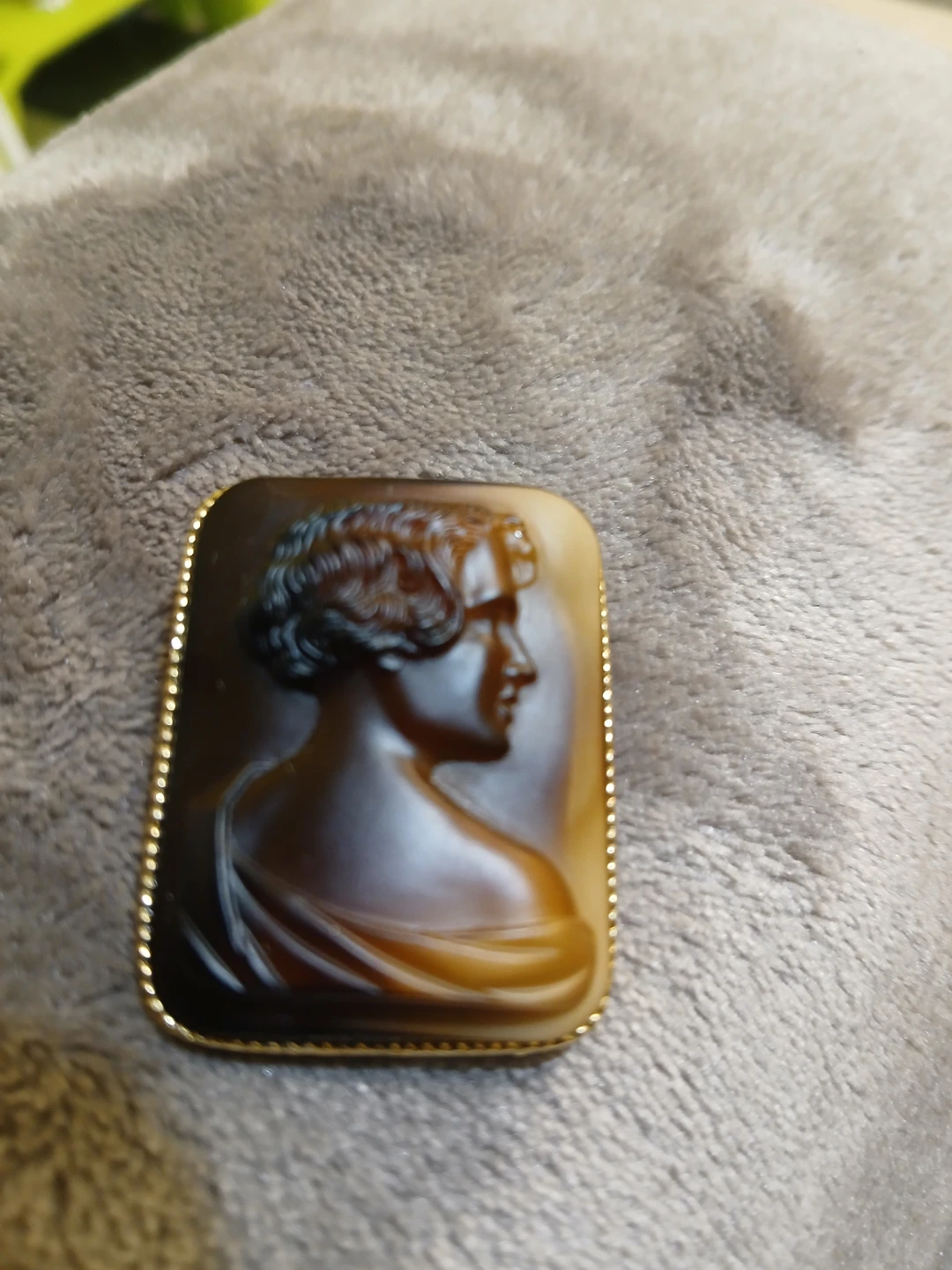 Vintage Cameo Brooch Pendant Portrait Profile - photo 3