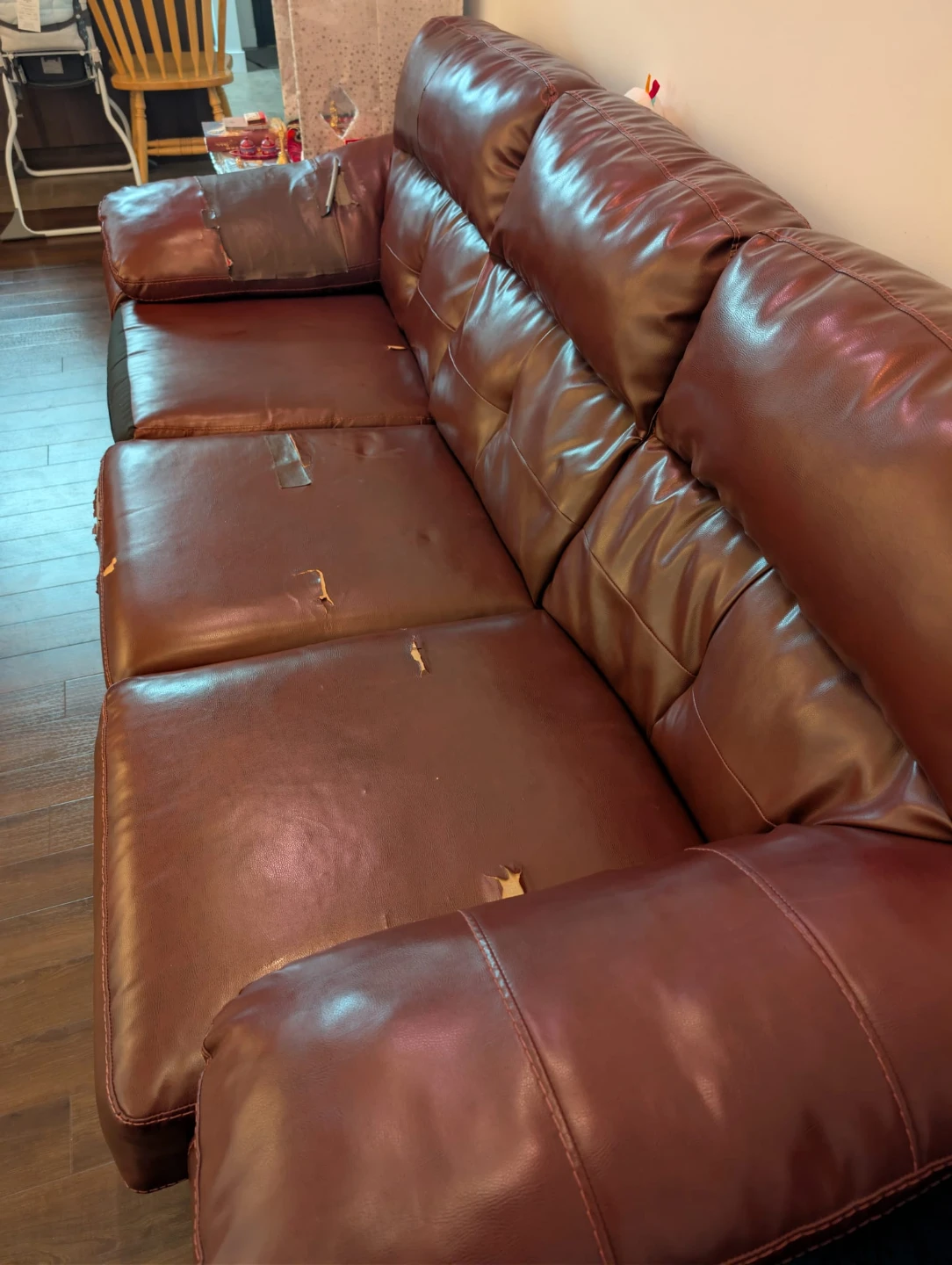 Brown Leather Sofa and Recliner Chair