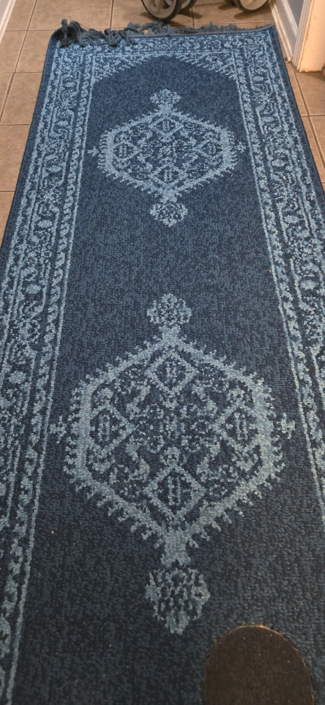 Blue Persian Style Runner Rug with Tassels - photo 2