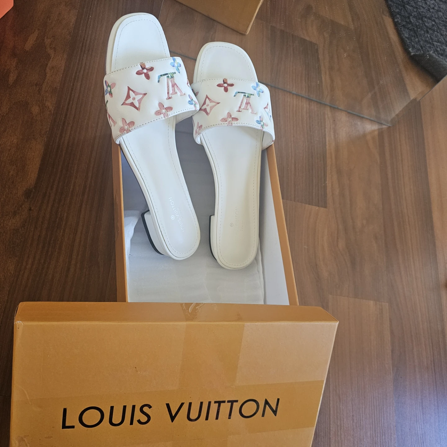 Louis Vuitton Women's White Slide Sandals