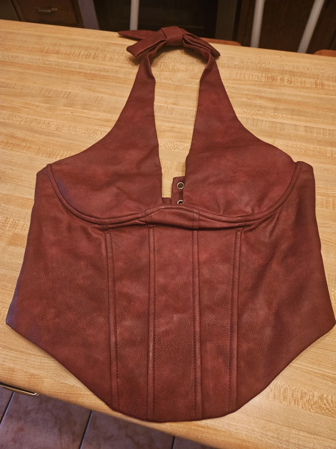Women's Burgundy Halter Corset Top Size L.