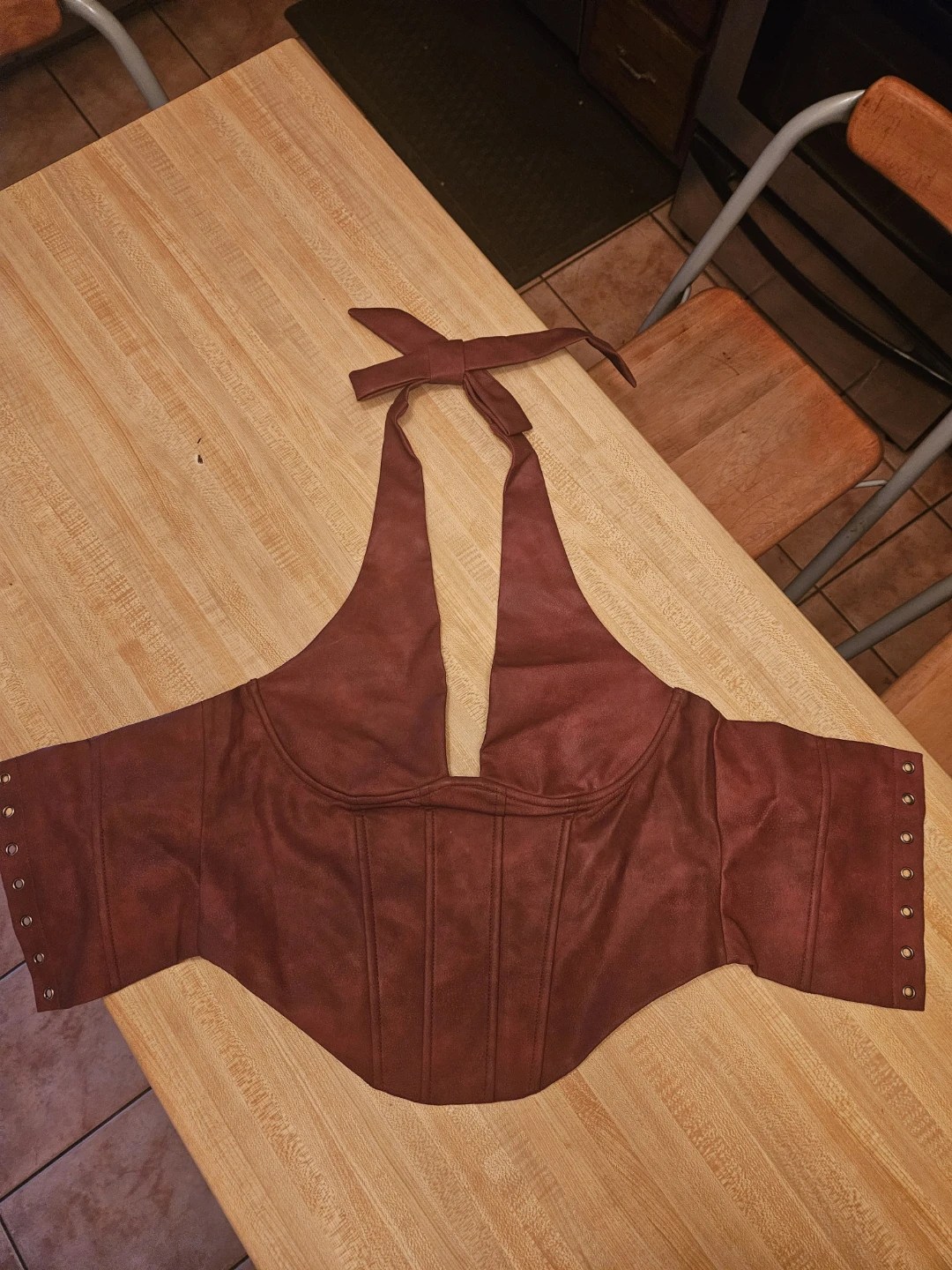 Women's Burgundy Halter Corset Top Size L. - photo 2