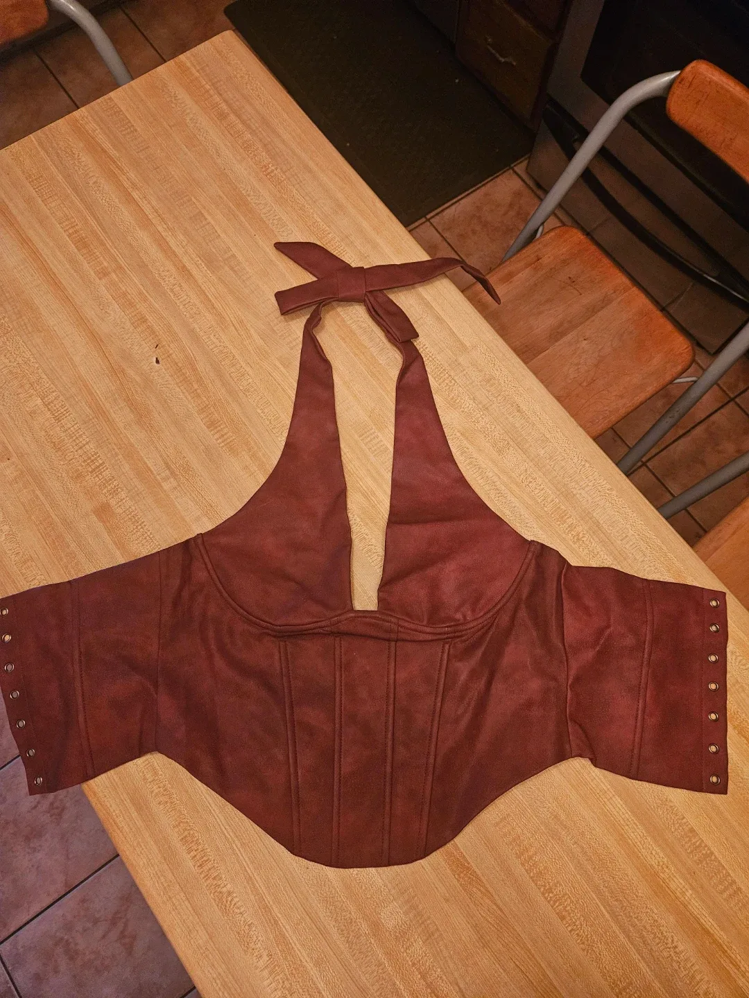 Women's Burgundy Halter Corset Top Size L. - photo 2