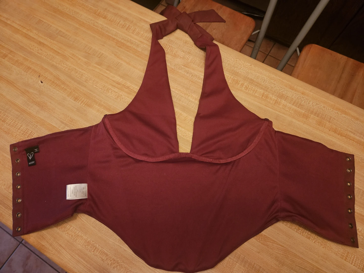 Women's Burgundy Halter Corset Top Size L. - photo 3
