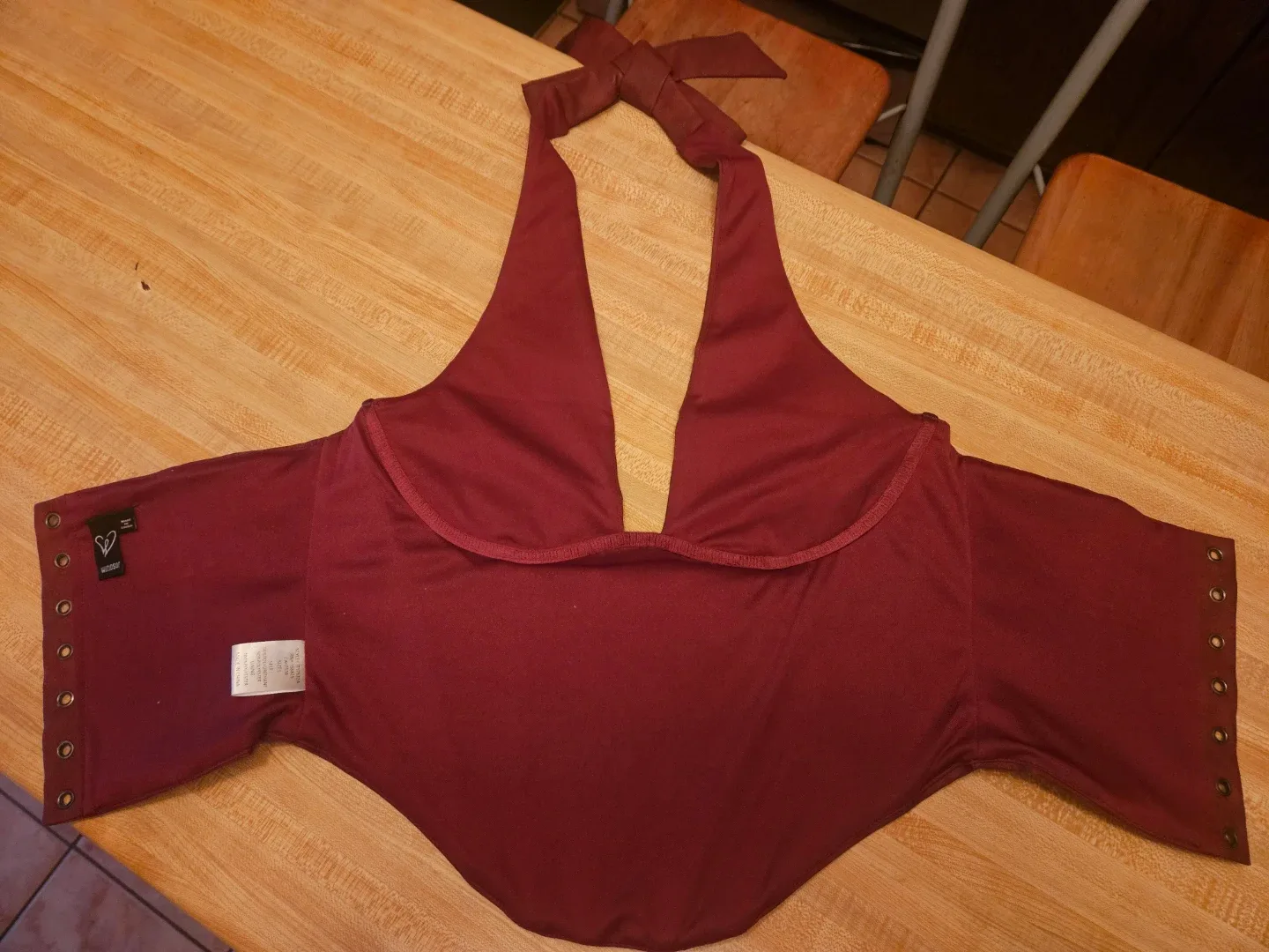 Women's Burgundy Halter Corset Top Size L. - photo 3