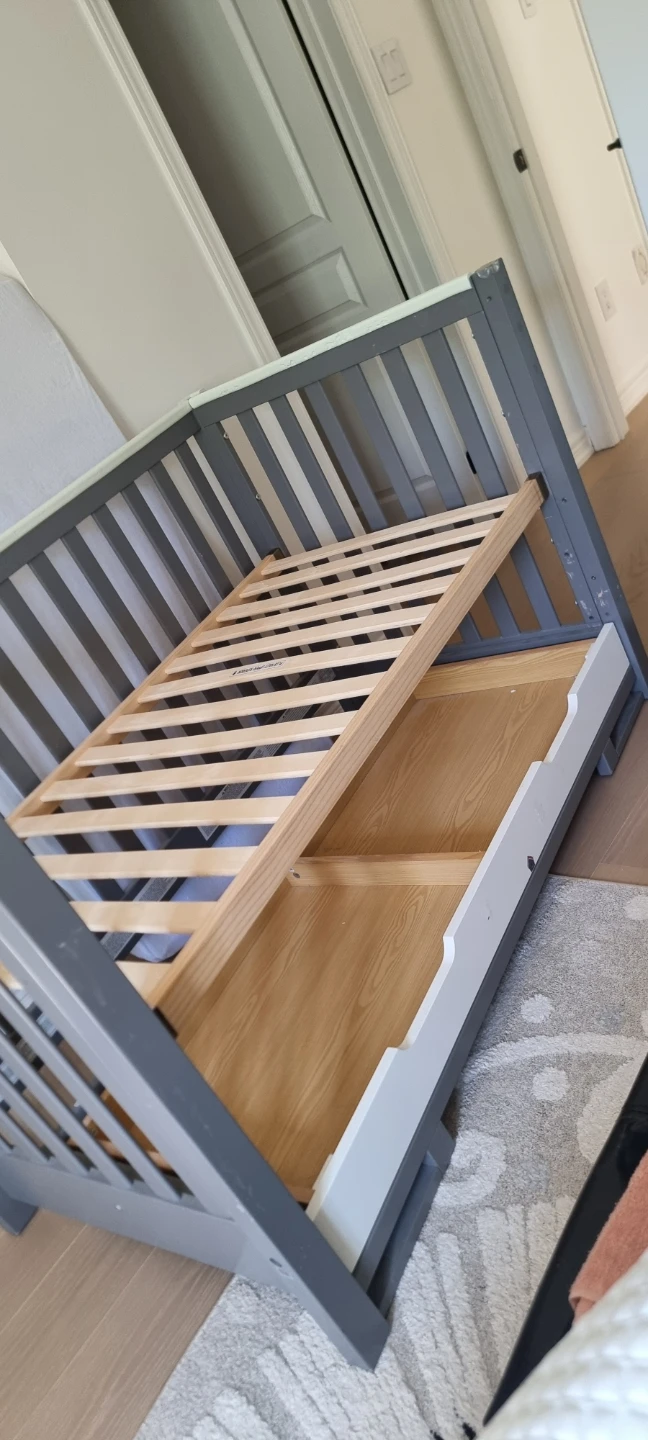 Grey Convertible Crib with Storage Drawer - photo 2