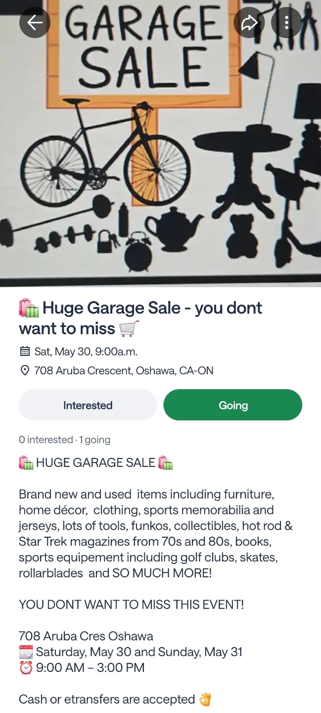 Huge Garage Sale - Oshawa SAT May 30 starting at 9am