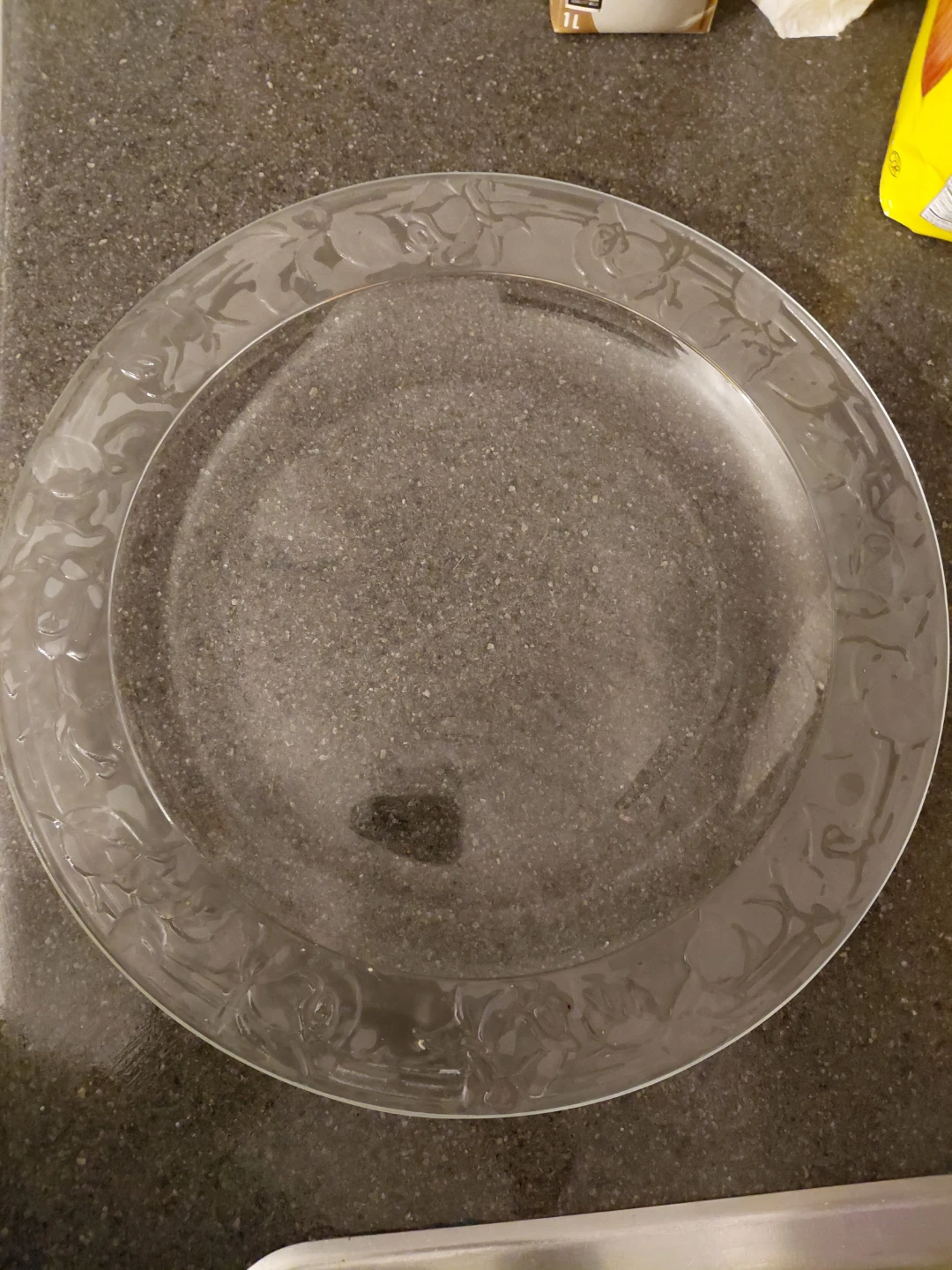 Clear Glass Serving Platter with Leaf Design