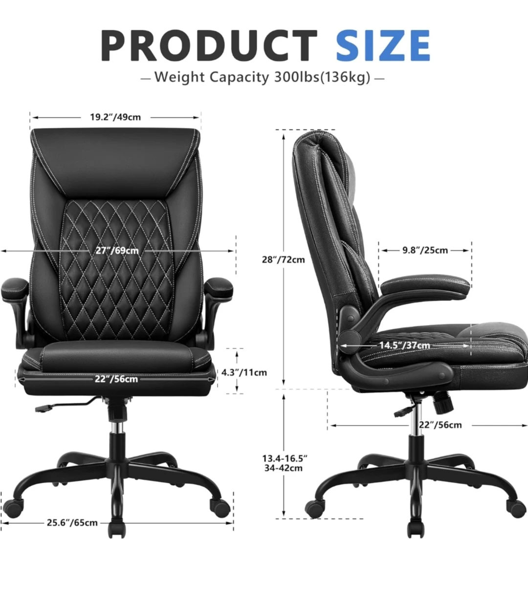 Ergonomic Office Chair with Lumbar support, Flip-up arms - photo 4