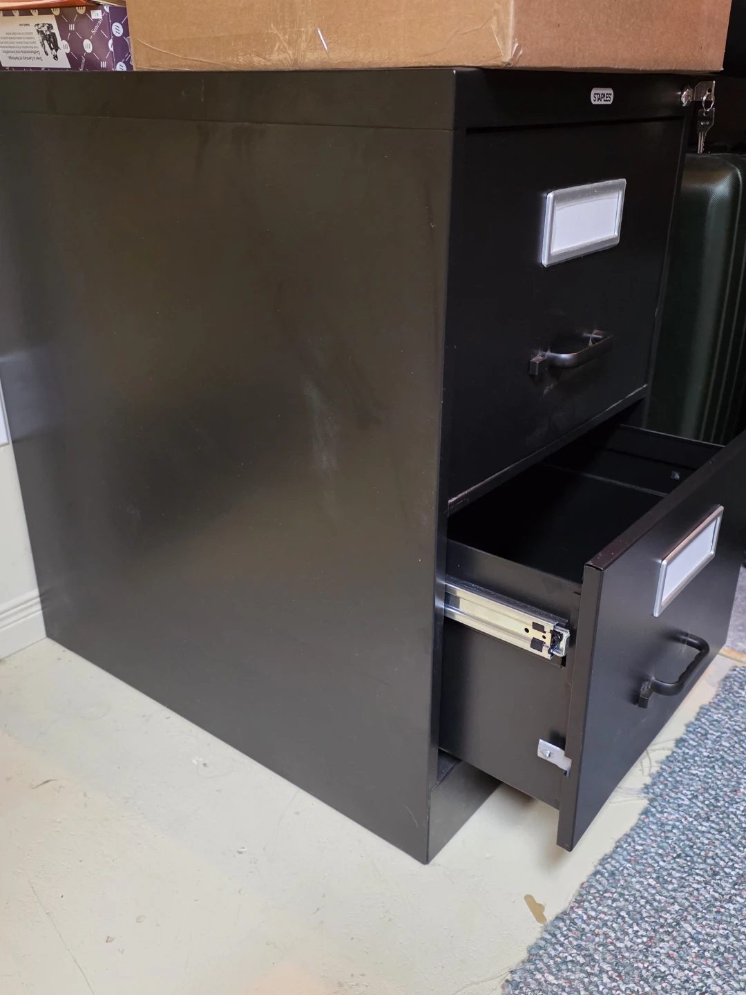 Staples 2-Drawer Black Filing Cabinet