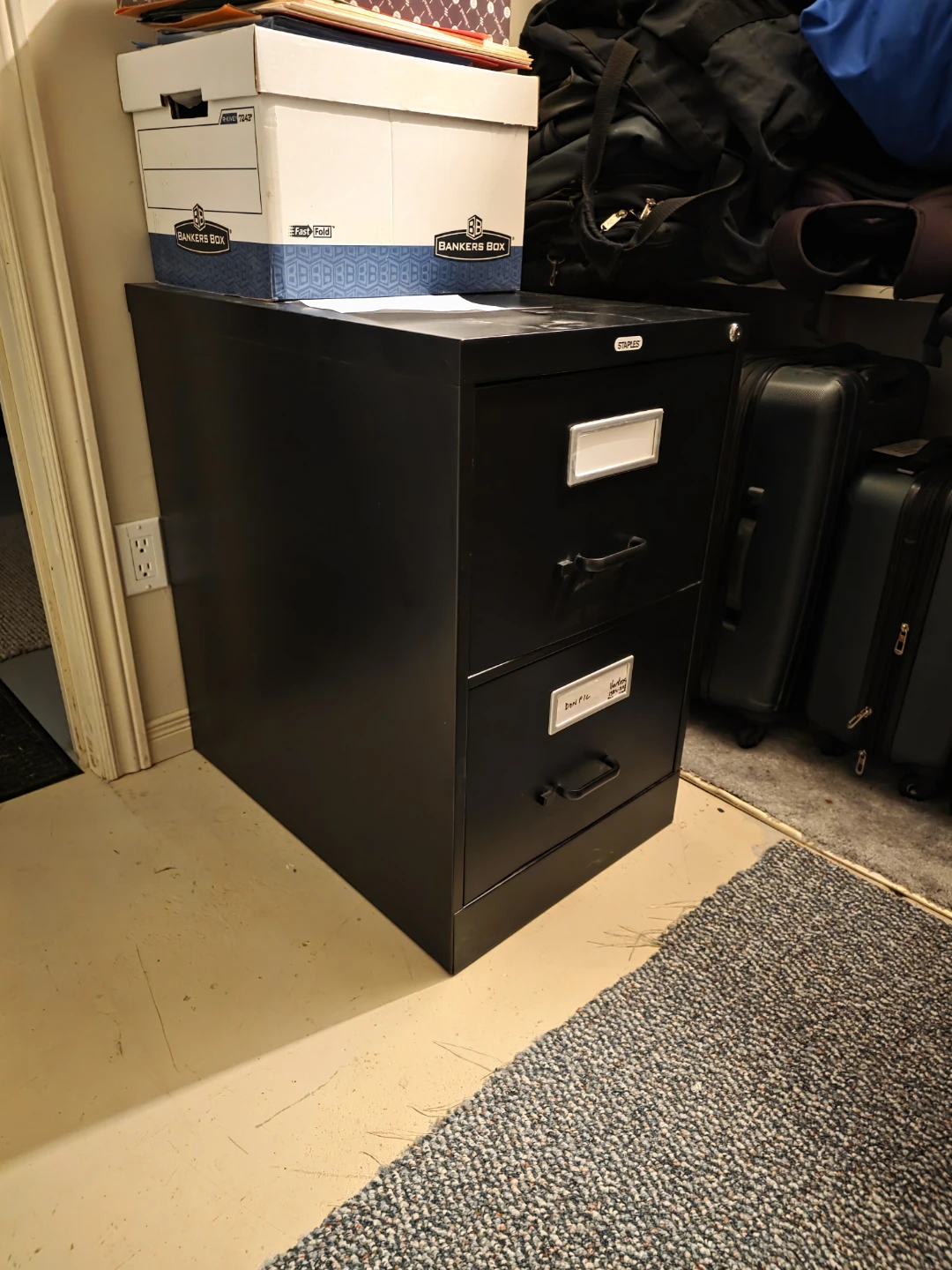 Staples 2-Drawer Black Filing Cabinet - photo 2