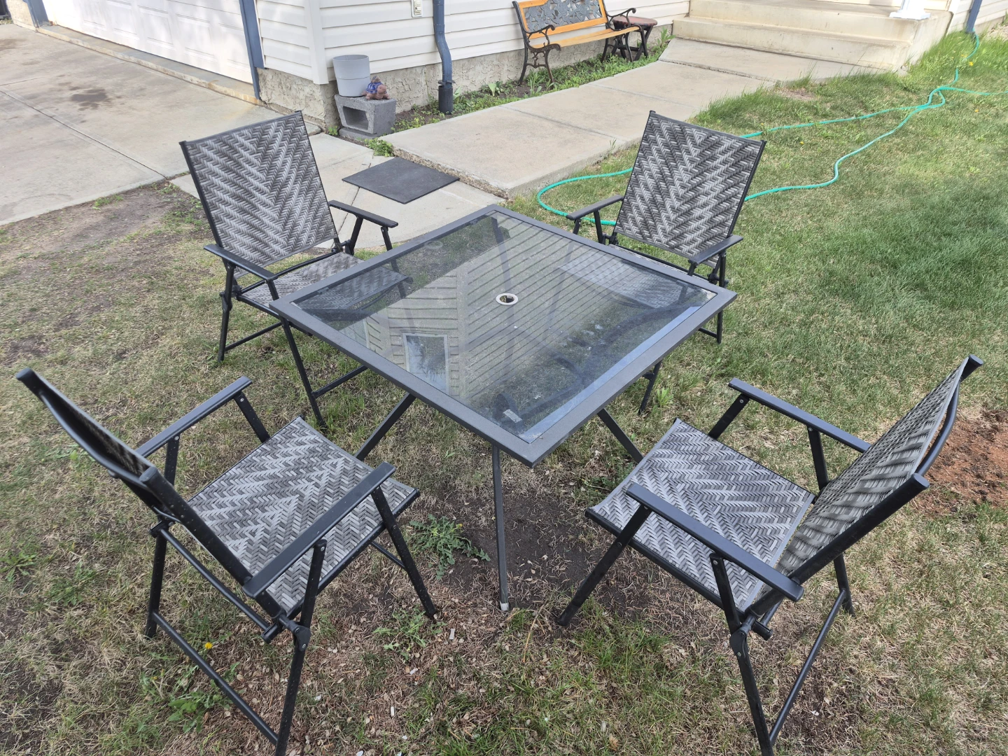 Square Glass Top Patio Table with 4 Chairs - photo 4