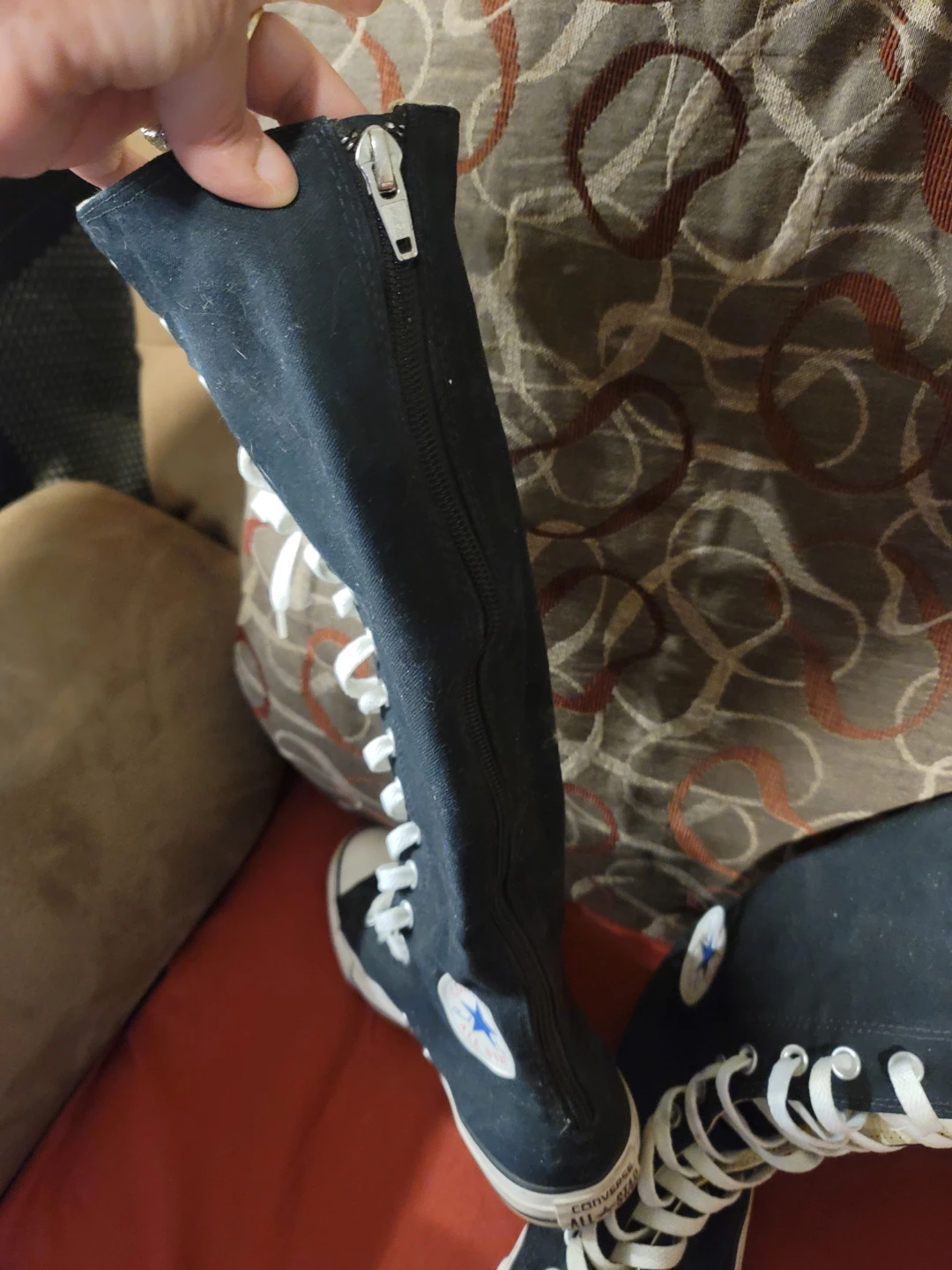 Converse All Star Knee-High Sneakers Boots Black White - photo 3